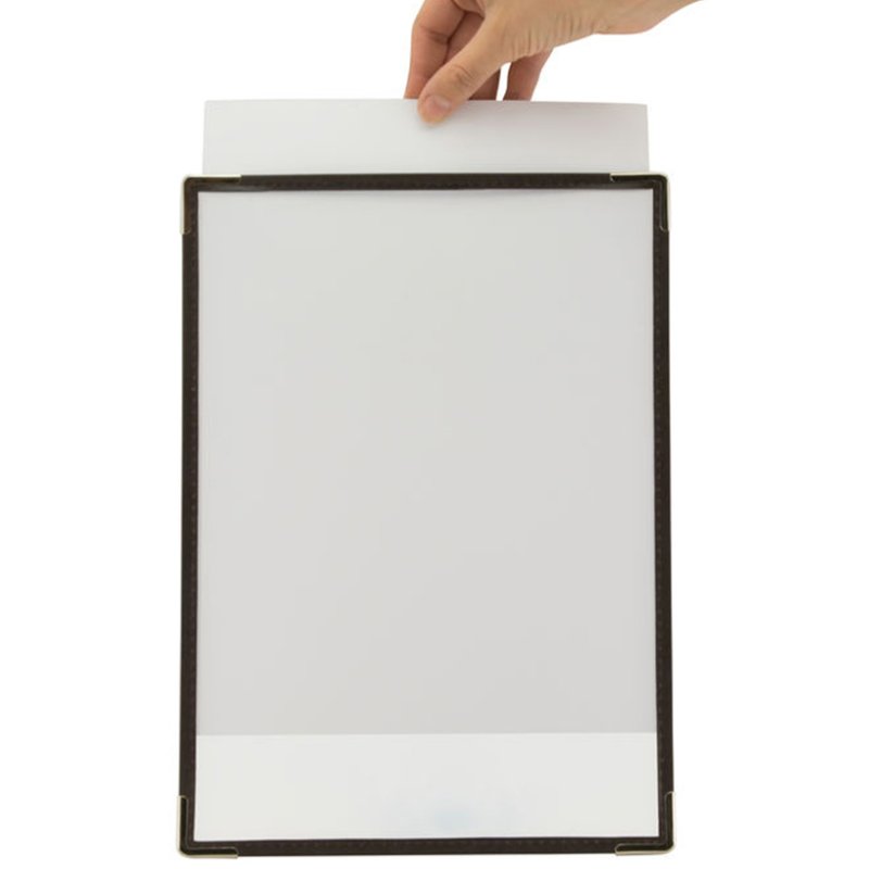 Securit menumap Crystal A4, pour 4 feuilles, coins métalliques, 3 pièces